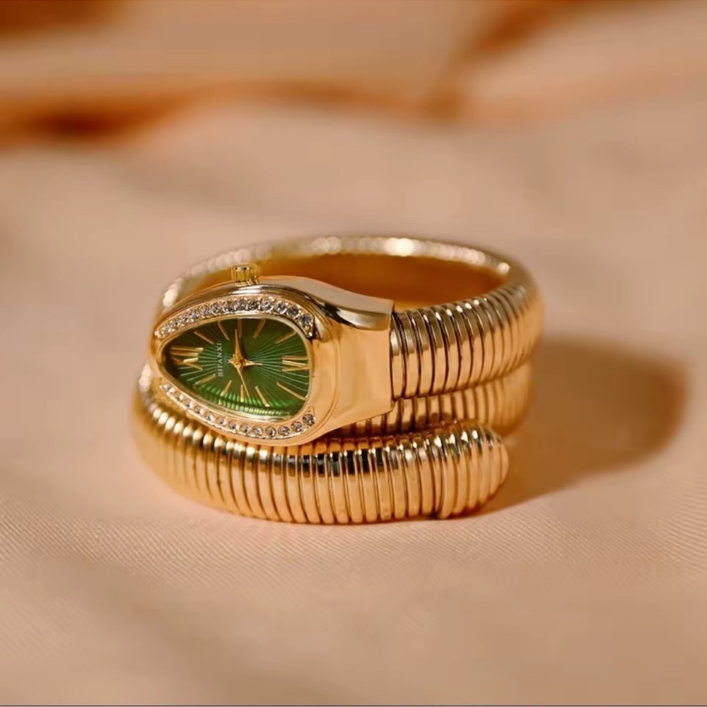Serpenti Elegant 18k Gold Plated Wrap Women's Watch
Green screen
